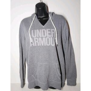 Womans Under Armour Rival Soft Light Grey Sweatshirt Hoody With Pocket Medium